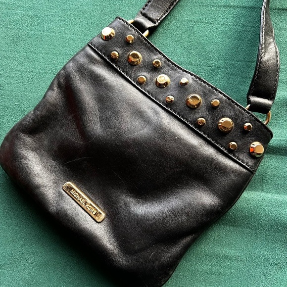 Michael Kors Black Leather Crossbody Bag with gold studs - Picture 2 of 16